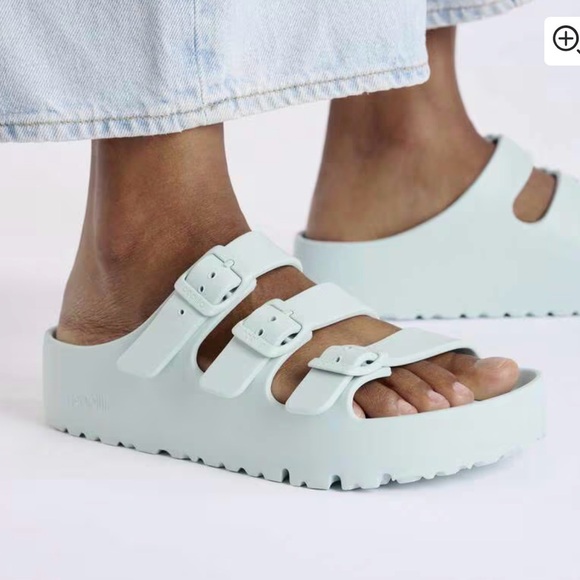 Birkenstock Florida Flex Platform Triple Strap Sandals Surf Green Size 38 (7.5) - Picture 14 of 14